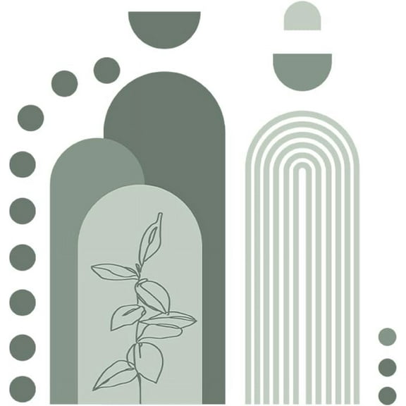 DIY Green Boho Wall Stickers Geometric Mountain Decals Children Playroom Nursery Plant Decor Classroom Wall Vinyl Art Sticker Watercolor Wall Art Hotel Bedroom Decoration DIY