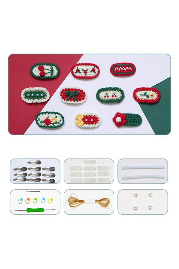 DIY Hair Clips Kit-Crochet Hair Pins Baby Girls Knitted Hairgrips Handmade Hair Barrettes Crochet Kit-Gift for Beginners