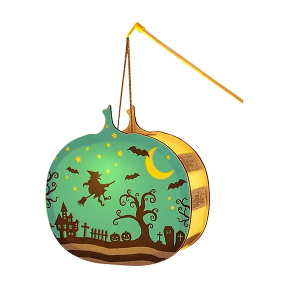 DIY Halloween Mini Lantern – Battery Operated LED Wood Lantern Kit with Handle, Hanging Ring & Adhesive, for Centerpieces & Indoor Halloween Decorations (14x18cm)