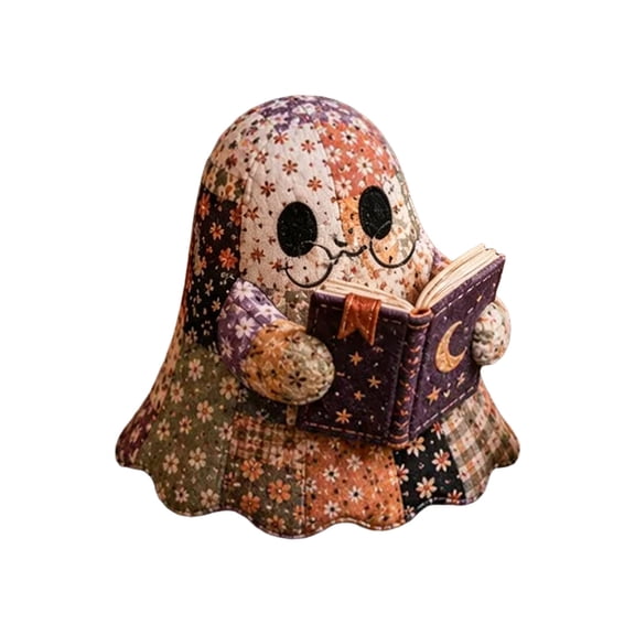 DIY Halloween Patchwork Ghost Sewing Kit Cute Fabric Craft Set With Pre Cut Pieces And Stuffing For Adults Handmade Decor 5.9 Inches