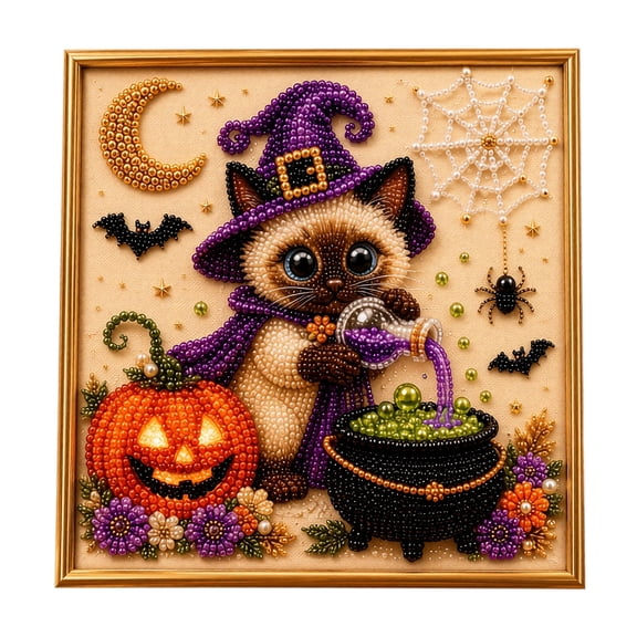 DIY Halloween Pearl Diamond Painting Art Kit, Universal Halloween Style Pearl Craft Set, All-In-One Handmade Kit As Exquisite Holiday Gift For Craft Enthusiasts