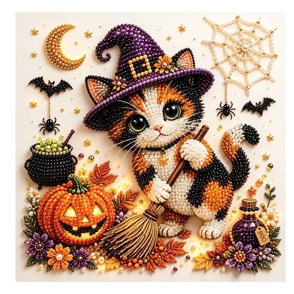 DIY Halloween Pearl Diamond Painting Art Kits for Adult, Spooky Cute Ghost 3D Diamond Painting Crafts for Beginner, DIY Fall Home Decor Wall Art