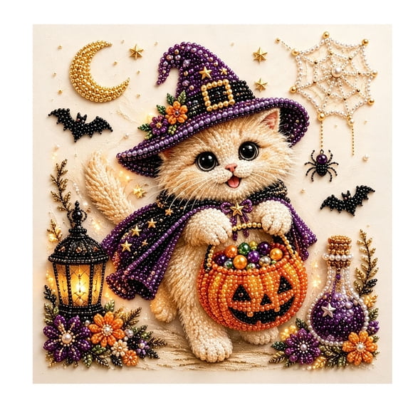 DIY Halloween Pearl Diamond Painting Art Kits for Adult, Spooky Cute Ghost 3D Diamond Painting Crafts for Beginner, DIY Fall Home Decor Wall Art