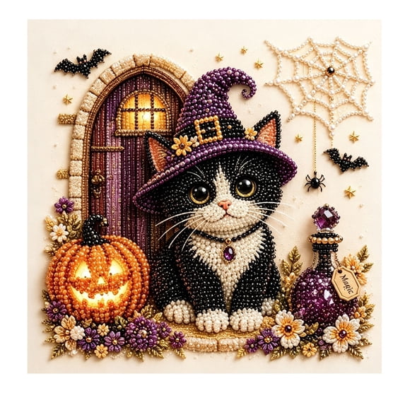 DIY Halloween Pearl Diamond Painting Art Kits for Adult, Spooky Cute Ghost 3D Diamond Painting Crafts for Beginner, DIY Fall Home Decor Wall Art