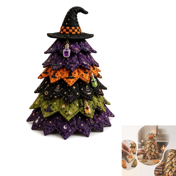DIY Halloween Quilted Fabric Tree Kit - 3D Layered Fabric Tree Quilting Sewing Art Craft kit - Handmade Halloween Holiday Tree for Home Decor