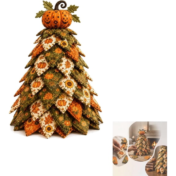 DIY Halloween Quilted Fabric Tree Kit - 3D Layered Fabric Tree Quilting Sewing Art Craft kit - Handmade Halloween Holiday Tree for Home Decor