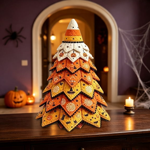 DIY Halloween Quilted Fabric Tree Kit, 3D Layered Sewing Craft Set, Farmhouse Tabletop Halloween Home Decor, Handmade Quilting Project Set Handmade Gift for Craft Lover