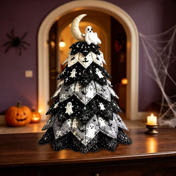 DIY Halloween Quilted Fabric Tree Kit, 3D Layered Sewing Craft Set, Farmhouse Tabletop Halloween Home Decor, Handmade Quilting Project Set Handmade Gift for Craft Lover