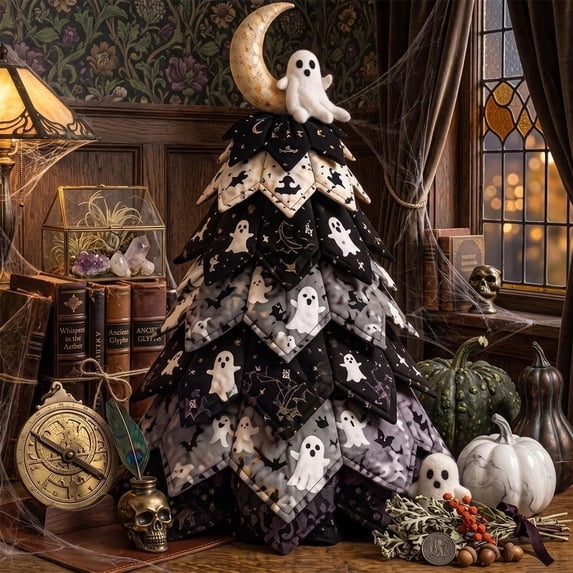 DIY Halloween Quilted Fabric Tree Kit - Halloween Tabletop Decor Layered Fabric Sewing Craft Kit, Mantel Shelf Decor Halloween Home Decor Handmade Birthday Gifts