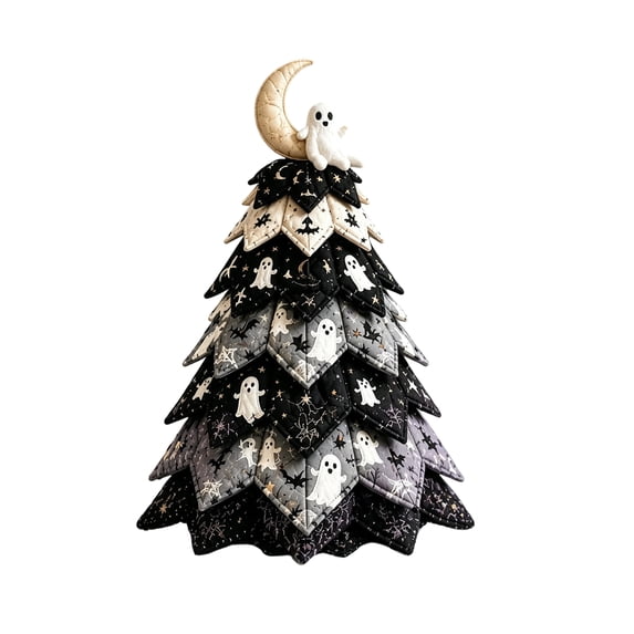 DIY Halloween Quilted Fabric Tree Kit - Patchwork Fabric Halloween Tabletop Tree, Autumn Mantel Ornament for Adult Rustic Farmhouse Seasonal Display-4
