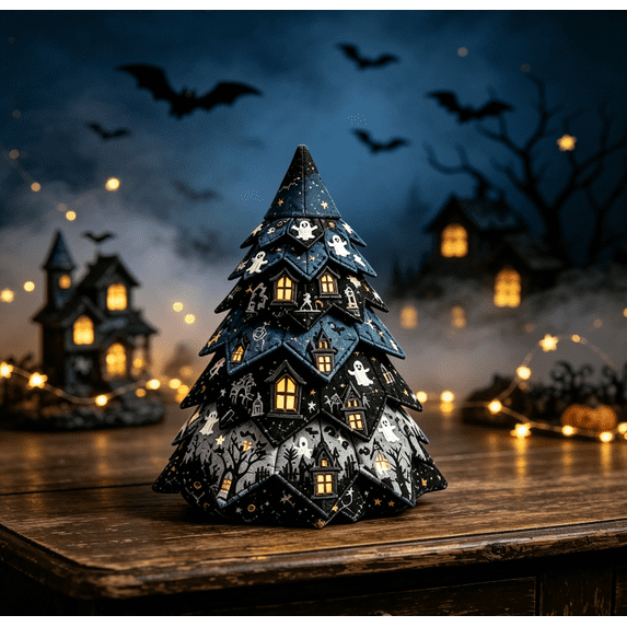 DIY Halloween Quilted Fabric Tree Kit - Patchwork Fabric Halloween Tabletop Tree,Halloween Decorations, Autumn Mantel Ornament for Adult Rustic Farmhouse Seasonal Display