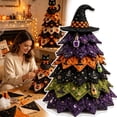 thumbnail image 1 of DIY Halloween Quilted Fabric Tree Sewing Kit, 7.87" Folded Fabric Christmas Tree Craft Project for Quilters & Beginners, Perfect Tabletop Halloween Decor Gift, 1 of 6