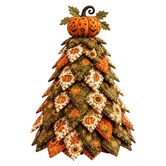 DIY Halloween Quilted Tree Kit 7.87" - Pumpkin Patchwork Handmade Craft for Seasonal Home Decor B