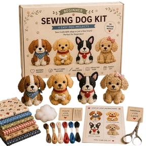 DIY Hand Sewing Kit Pre-Cut Felt Fabric Dog Craft Making Set Puppy Stuffed Animal Making Set Complete Sewing Supplies for Adults Kids Craft Lovers