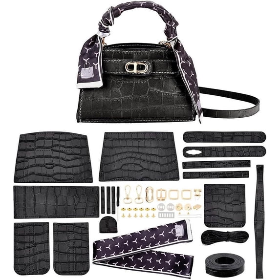 DIY Handbag Making Kit PU Leather Crossbody Purse Making Set Hand Sewing Shoulder Bag Complete Materials Set Handmade Tote Bag All Materials Accessories Mixed Color DIY