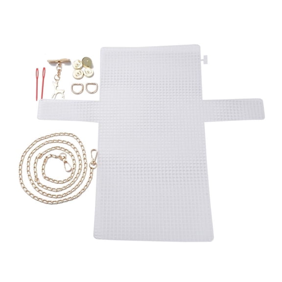 DIY Handbag Making Kits including Iron Bag Handles & Magnetic Clasp & Deer Knot Plastic Pin & Grid Plate Golden 1150mm