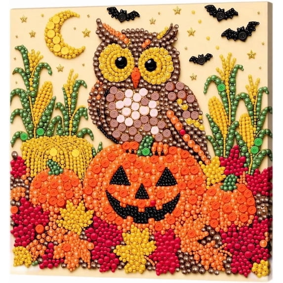 DIY Handmade Button Art Set, 30cm Halloween Themed Decorative Painting, Creative Craft Kit for Home Holiday Party Display(D)