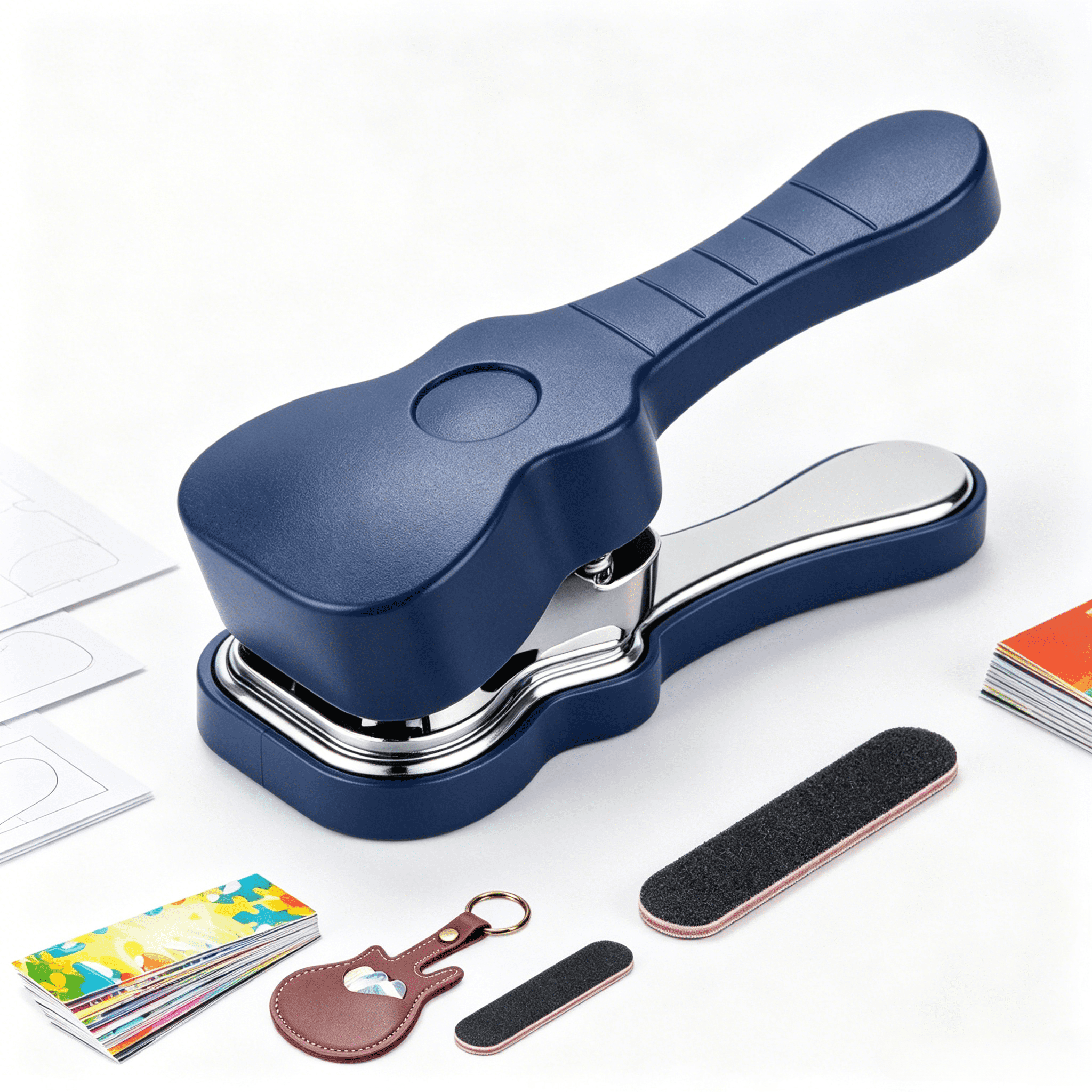 DIY Handmade Guitar Pick Punch Tool, Custom Pick Making Kit with Leather Holder & File, Make Unique Picks for Guitar Enthusiasts