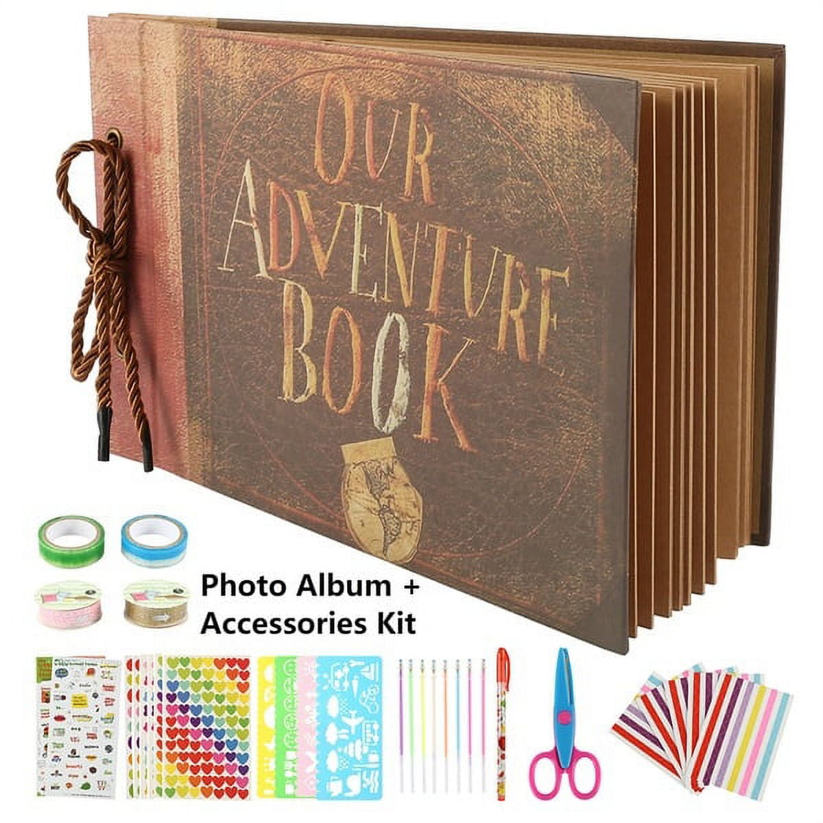 Our Adventure Book Scrapbook DIY Handmade Retro Style Travel Souvenir, Travel Scrapbook 146 Pages DIY Album for Anniversary,Wedding,Travelling