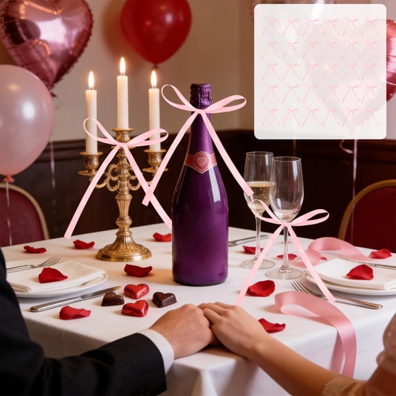 DIY Handmade Ribbon Bows Set of 30 - Solid Color Polyester Gift Box Bows, Hair Accessories, Holiday Party Home Decor - Mixed Colors, 3.94"x3.54"