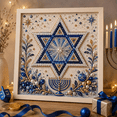 thumbnail image 1 of DIY Hanukkah Pearl Art Kit, Chanukah Themed Diamond Painting Craft Set, Pre Printed Canvas and Pearl Beads Art Kit for Handmade Wall Decor During Festival of Lights A, 1 of 6
