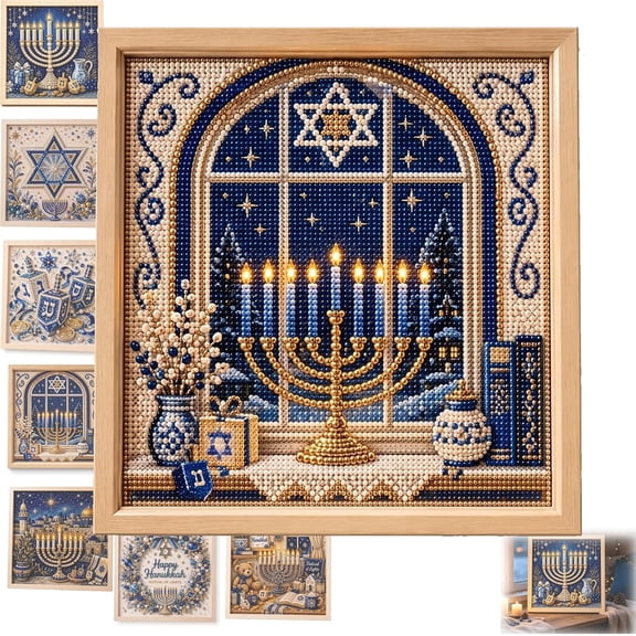 DIY Hanukkah Pearl Art Kit, Pearl Diamond Art Kits for Hanukkah, for Adult