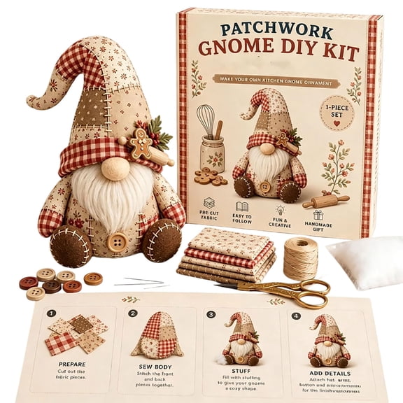 DIY Harvest Elf Sewing Kit Craft Patchwork Plush Ornament Making Kit with Pre Cut Fabric for Adults Beginners Fall Decor 3.94 Inch