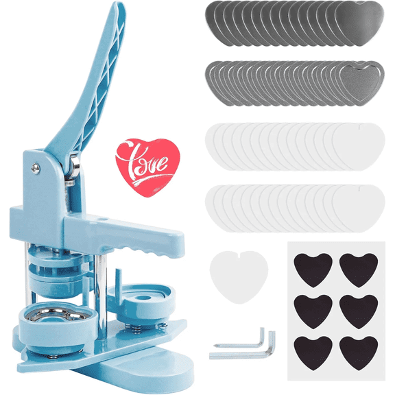 DIY Heart-Shaped Fridge Magnet Maker, An Easy-to-Use Button Press Machine for Creating Custom Romantic and Personalized Gifts, Includes All Supplies for 100 Magnets