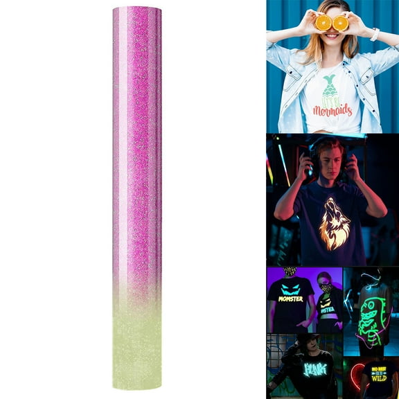 DIY Heat Transfer Printing HTV Lettering Film for Clothing Vinyl, Glitter & Glow in the Dark Vinyl for Spring Crafting & Apparel DIY