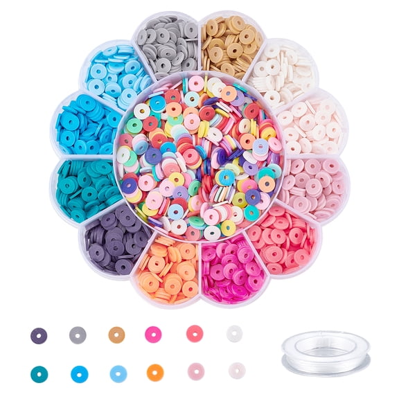 DIY Heishi Bead Stretch Bracelets Making Kits include Handmade Polymer Clay Beads and Elastic Thread Mixed Color Beads: 8x0.5~1mm Hole: 2mm DIY