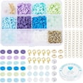 thumbnail image 1 of DIY Heishi Surfer Bracelet Making Kit Including Glass Pearl & Polymer Clay Disc Beads Alloy Clasps Iron Chain Extender Elastic Thread Mixed Color 1458Pcs/set, 1 of 6