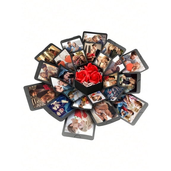 DIY Hexagon Exploding Box Photo Album Kit, Handcrafted Surprise Gift Box with Accessories for Birthday, Anniversary, Valentine's Day