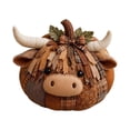 thumbnail image 1 of DIY Highland Cow Fabric Pumpkin Sewing Kit, Hand-Stitched Plush Halloween Decor with Horns, Rustic Autumn Table Centerpiece, 7.9x5.9x1.2 Inch, 1 Count, 1 of 7