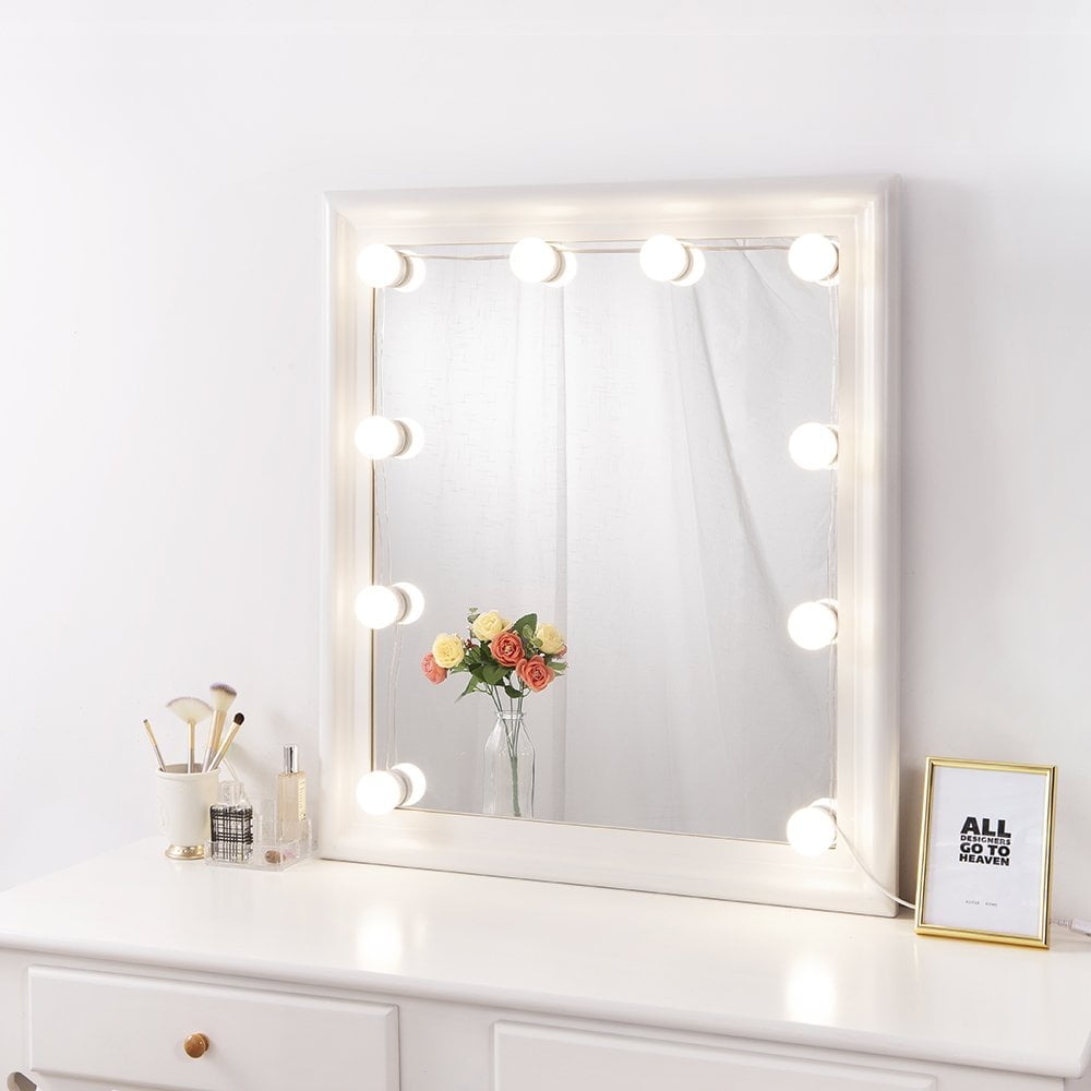 TiokMc Hollywood Lighted Makeup Vanity Mirror Lights, 10 Bulb Stick On LED Light Kit with Dimmable Touch Control, Plug in Makeup Lighting for Bathroom Wall Mirror & Dressing Table