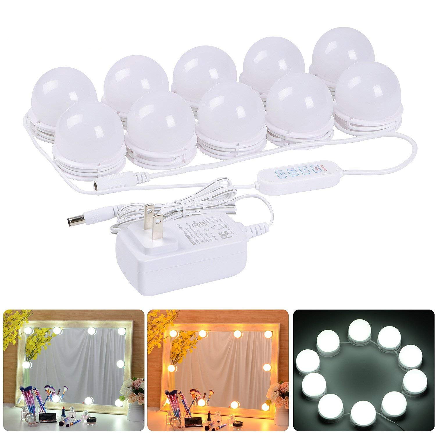 Vanity Makeup Light kit for Mirror Dimmable 18 Watt LED Light Set of 10 Bulb  Lights