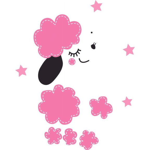 DIY Home Bedroom Living Room Art Pet Animal Decoration Fancy Groomed Toy Poodle Design Vinyl Wall Decal - 20" x 34" Removable Kids Bedroom Nursery Decor Multicolored Dog Kennel Art Wall Sticker