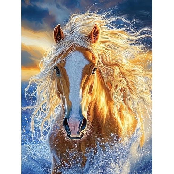 DIY Horse 11CT Pre-Printed Cross Stitch Kit for Adults & Beginners, Easy Needlepoint Pattern for DIY Home Décor & Crafts 424