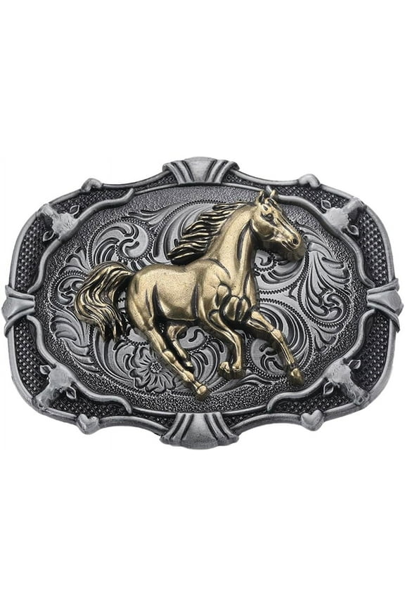 DIY Horse Belt Buckles Men Western Cowboy 8464mm Antique Golden Running Horse Belt Buckles Vintage Men American Western Cowboy Indian Elements Vintage DIY