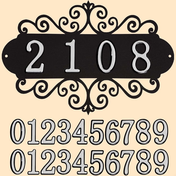 DIY House Numbers Metal Sign, Outdoor Address Plaque Weatherproof for Mailbox, Garden Yard, House Front Door Decorative Wall Plaque, Iron Wall Decor