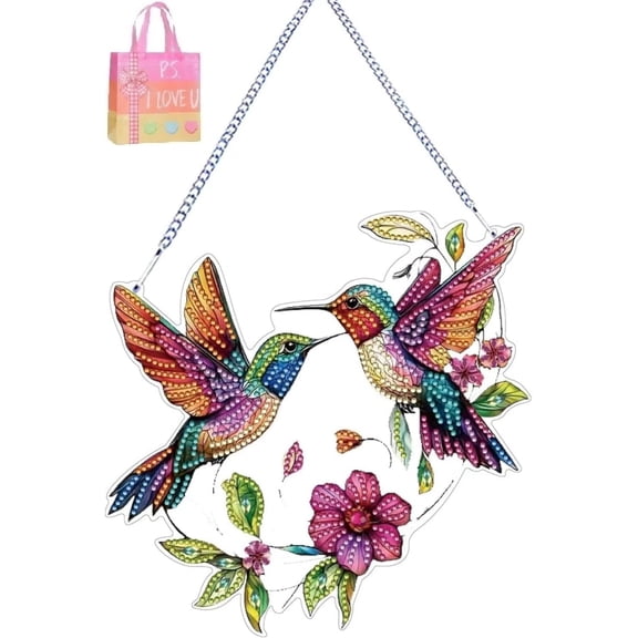 DIY Hummingbird Suncatcher Kit with Faceted Gems - Sparkling Window Hanging Ornament for Home, Garden, Room Decor | Makes a Creative Craft Gift(XX)