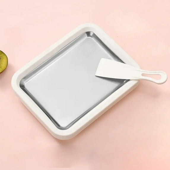 DIY Ice Cream Roller Pan, Instant Rolled Ice Cream & Frozen Yogurt Maker, Stainless Steel Frozen Dessert Tray for Gelato, Sorbets, Soft Ice Cream – Pink Summer Kitchen Tool