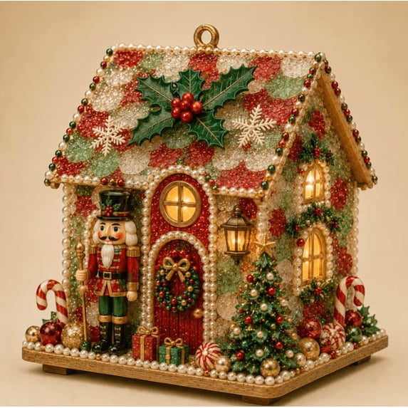 DIY Illuminated Sea Glass Christmas Cottage Kit, Build & Decor Your Own Light‑Up 3D Cottage, Xmas Art Kit with Step‑by‑Step Guidance for Adults & Family
