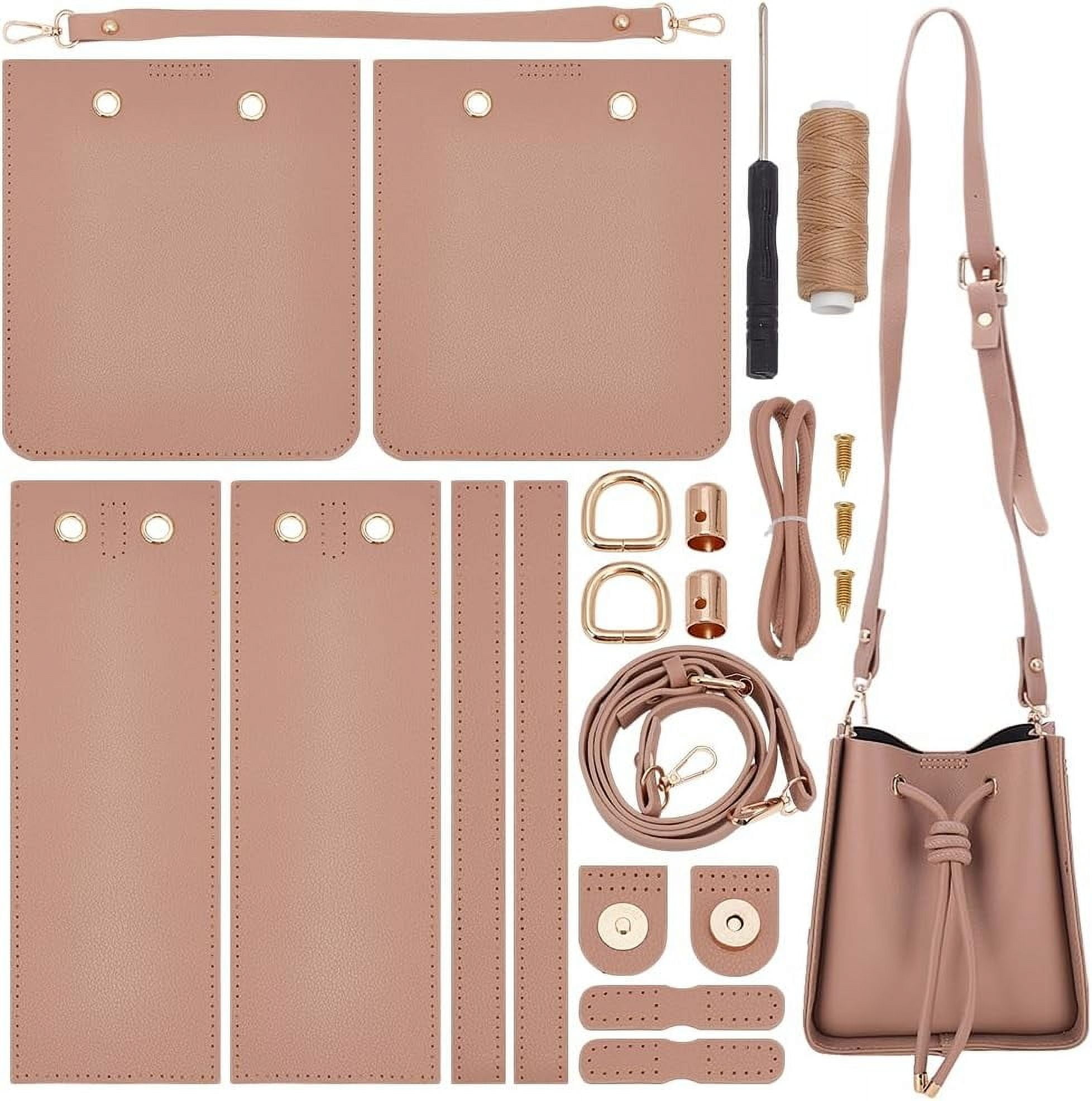 DIY Imitation Leather Bucket Bag Sewing Kit Women Tote Bag Making Set Imitation Leather Crossbody Shoulder Bag Making Material Accessories for DIY handcrafting