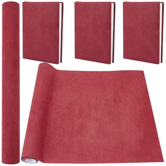 DIY Imitation Leather Fabric with Paper Back for Book Binding Velvet Box Making Dark Red 300x1300mm