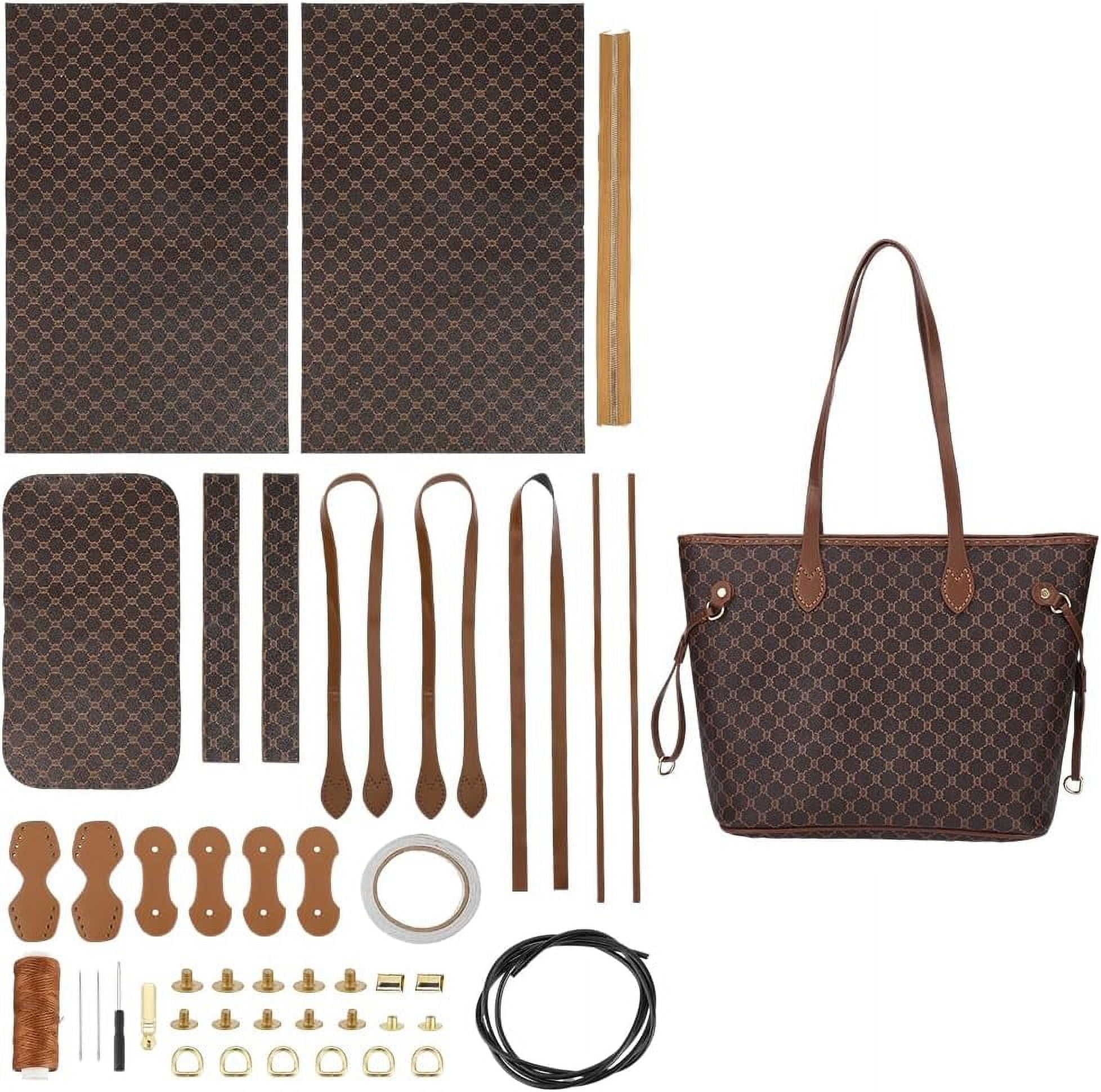 DIY Imitation Leather Sew on Women's Tote Bag Making Kit including Fabric Cord Needle Screwdriver Thread Zipper PapayaWhip