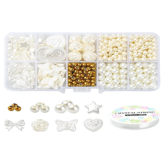 DIY Imitation Pearl Plastic Stretch Bracelet Making Kit Mixed Color 4~18mm Hole: 1~1.6mm
