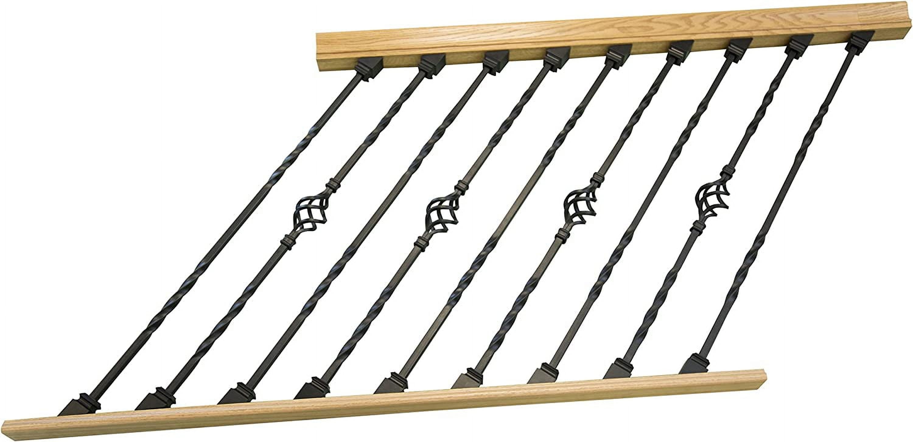 DIY Indoor Stair Rail Section Kit With Black Metal Balusters (Double