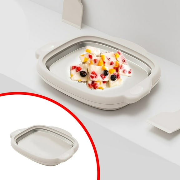 DIY Instant Rolled Ice Maker Kit, Rolled Ice Machine with 2 Scrapers(Random Color), DIY Stainless Homemade Iced Tray, Ideal Kitchen Utensils for Making Ice Cream Frozen Yogurt Sorbet (Gray)