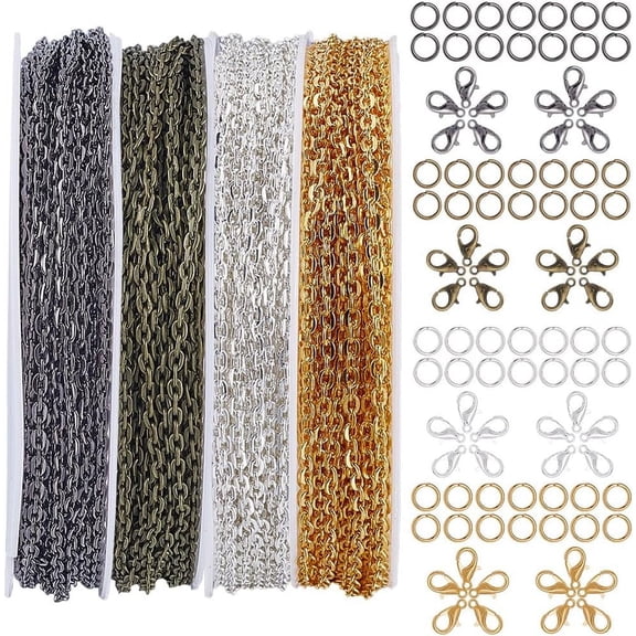 DIY Iron Cable Chains Bracelets Necklaces Making Kits Mixed Color 3x2x0.5mm