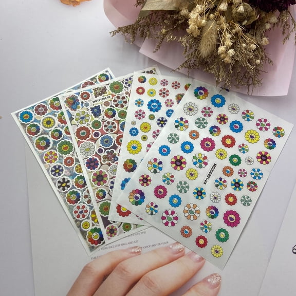DIY Japanese Thin Transparent Adhesive Nail Stickers Murakami Sunflower September New Syle Factory Direct Supply